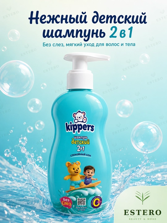 Kippers детский шампунь 2 в 1 для волос и тела спокойный сон