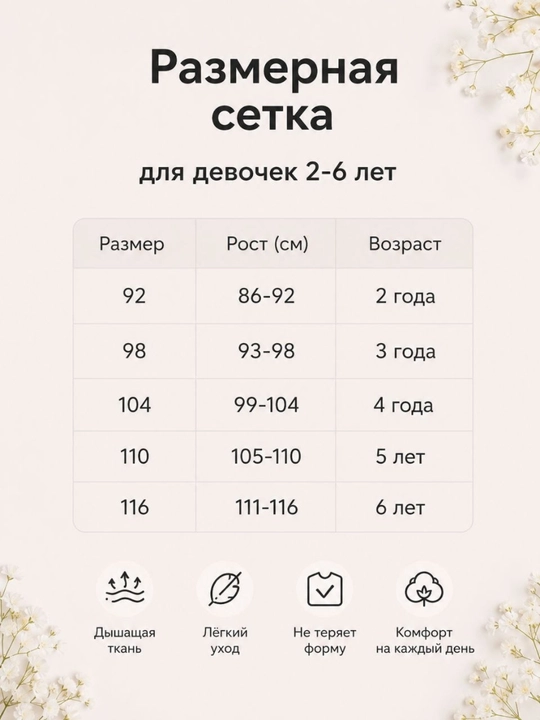 Летний комплект для девочки – платье и брюки, ткань поплин-штапель, 2–8 лет