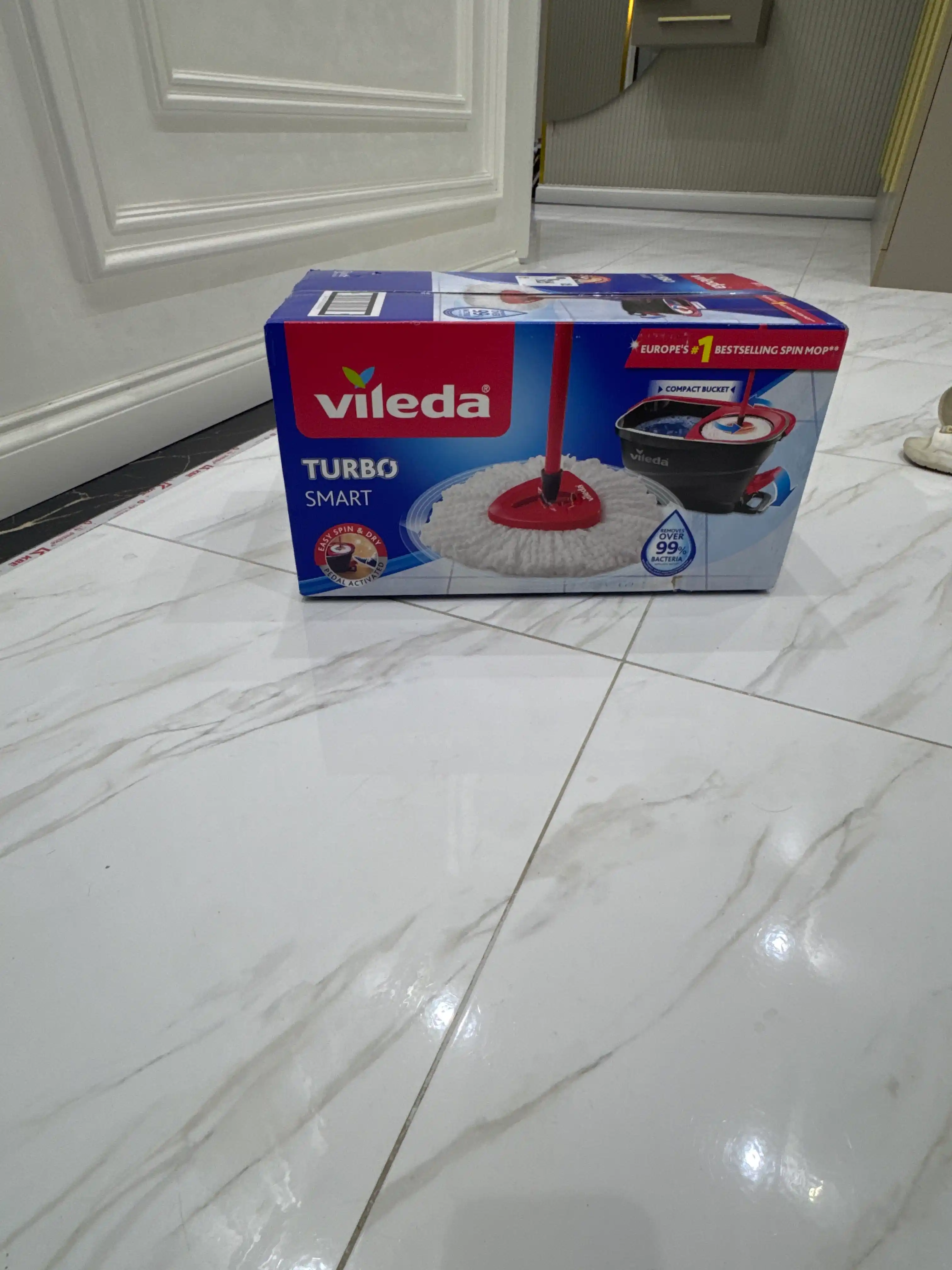 Vileda Turbo Smart chelak shvabra, aylanadigan, nam tozalash uchun, mikrofiberli