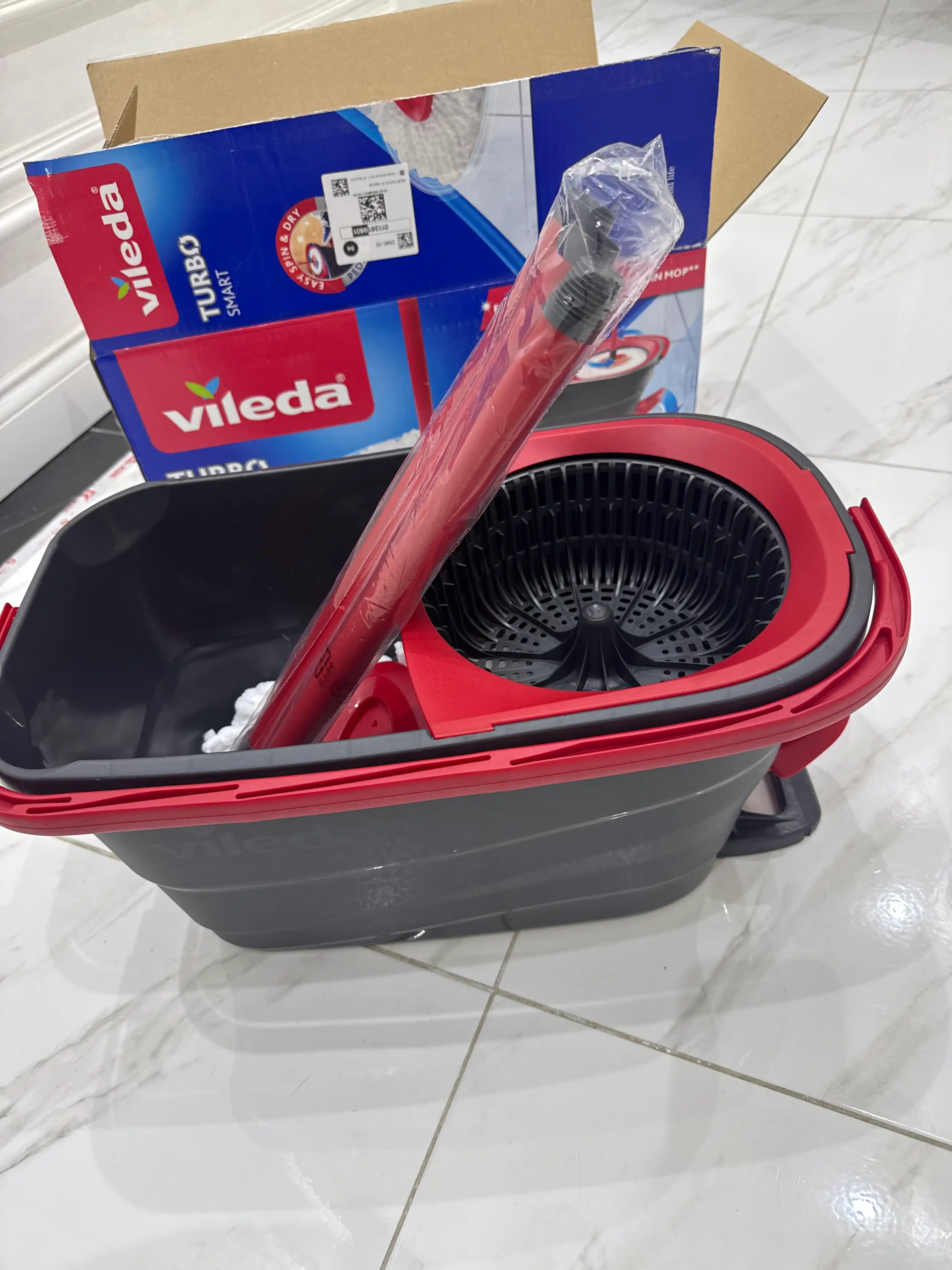 Vileda Turbo Smart chelak shvabra, aylanadigan, nam tozalash uchun, mikrofiberli