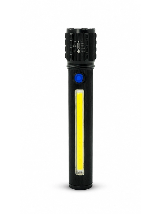LED фонарь 450 лм, до 300 м, COB подсветка, IPX4, ручной фонарь с крючком