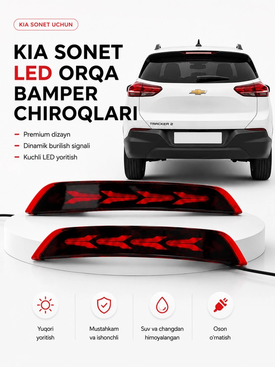 Chevrolet Onix, Malibu, Tracker 2, Spark, Kia Sonet uchun premium avto aksessuar garimdori - 
