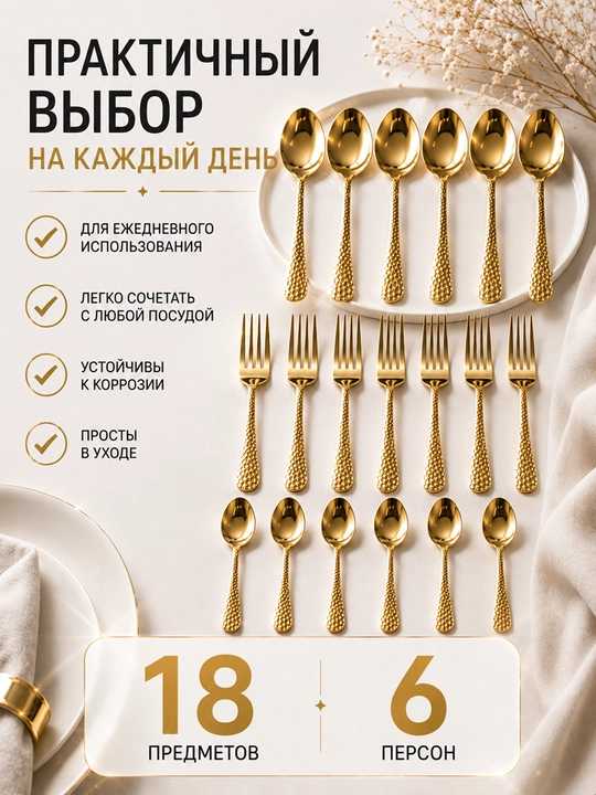Набор столовых приборов, 18 предметов на 6 персон