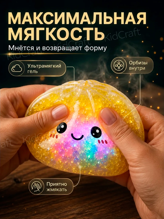 Игрушка антистресс, дамплинги, хинкали, манты с глазками, тянучка, сквиш, с подсветкой