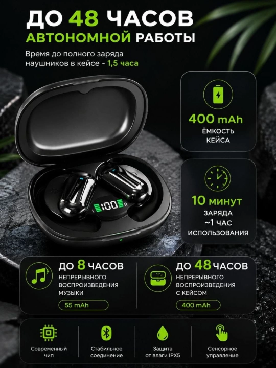 Simsiz quloqchinlar Bluetooth , Android va iPhone uchun oq/qora rang IMS-ET030