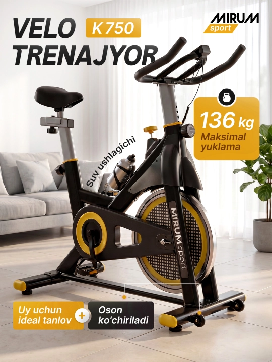Mirum Sport velotrenajyori uy sharoitida mashg‘ulot qilish uchun K850 / K750 / K200 - 