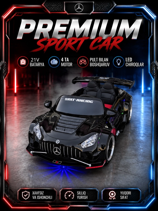 Mercedes-Benz GT bolalar elektromobili, drift funksiyasi bilan, 1 yoshdan 9 yoshgacha - 