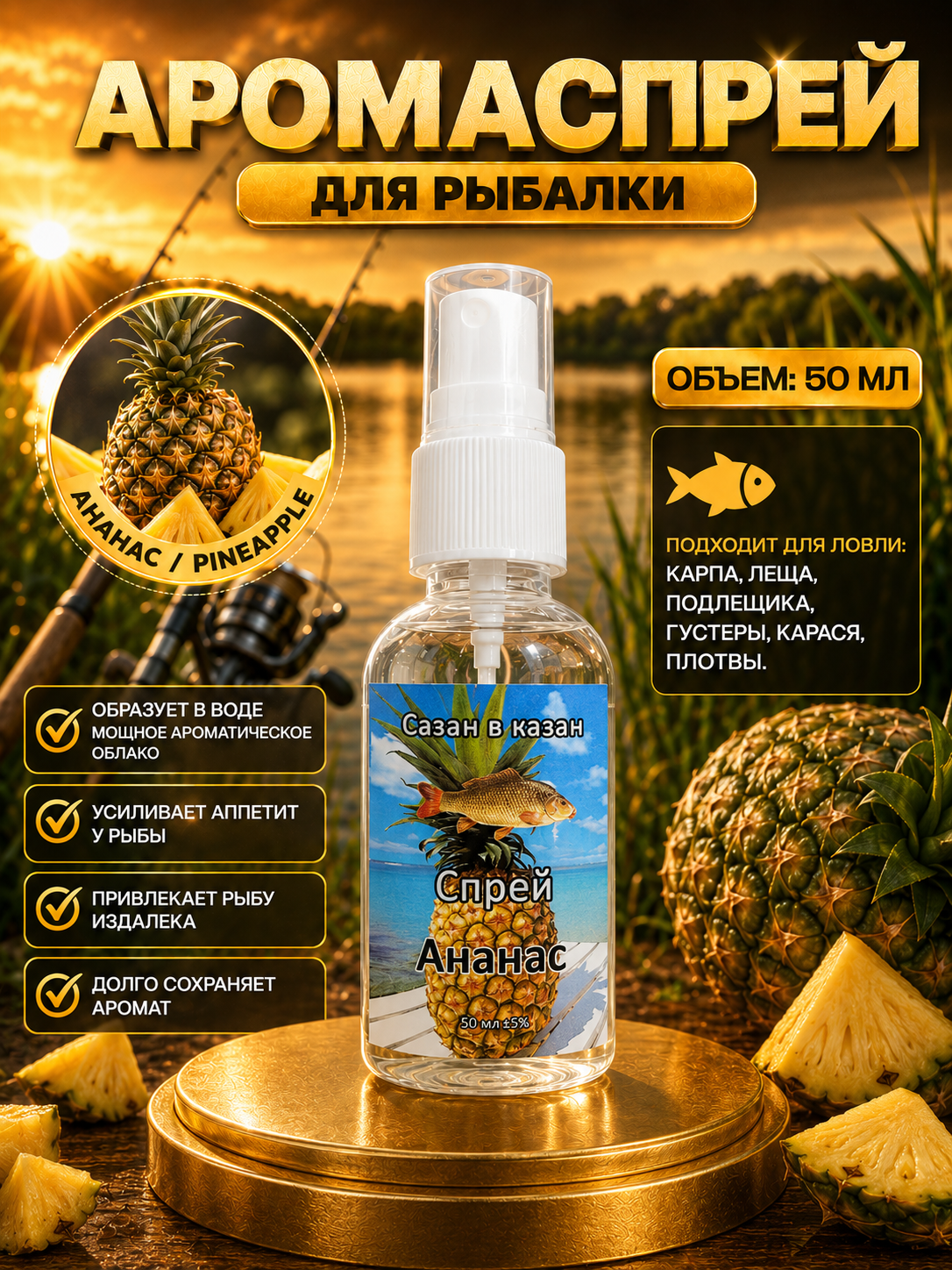 Спрей рыболовный для насадок с разными вкусами - 