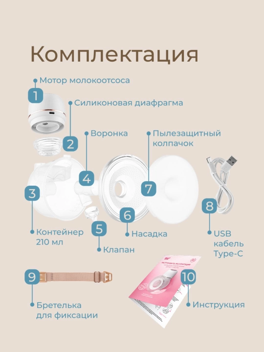 ROXY-KIDS Молокоотсос электрический носимый, портативный, беспроводной