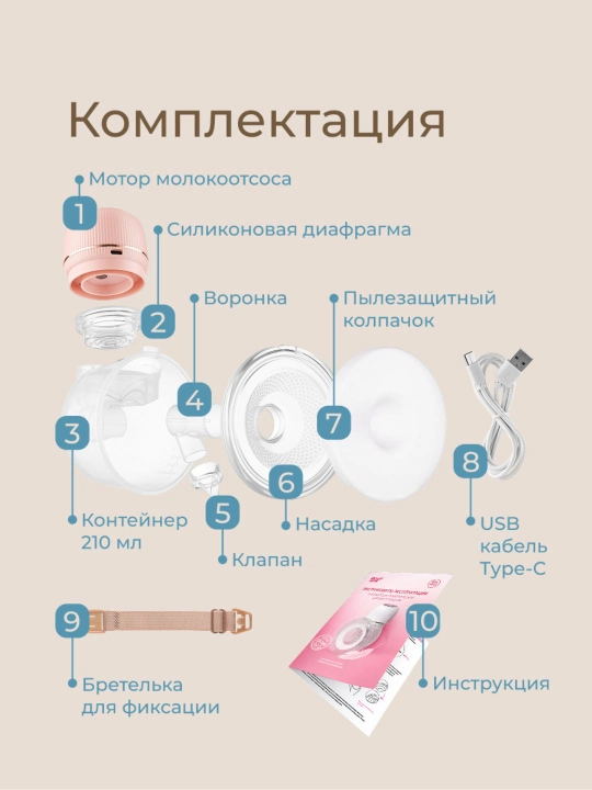 ROXY-KIDS Молокоотсос электрический носимый, портативный, беспроводной