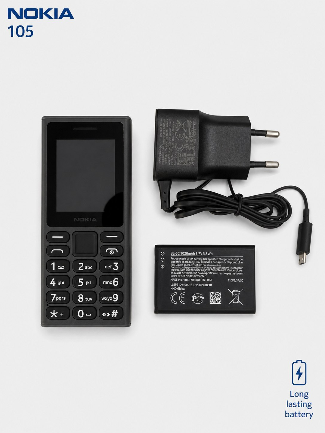 Nokia 105. Телефон с двумя SIM-картами, кнопочный телефон