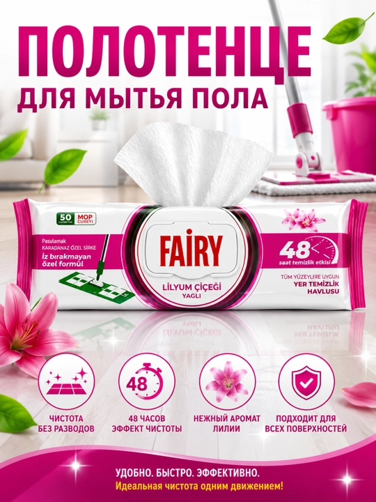 Pol yuvish uchun nam salfetka 50 dona - 