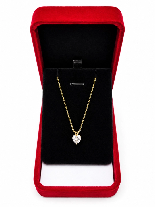 ALIXANDRA 925 Proba Kumush Yurak Kulonli Zanjir, GRA Moissanite, 18K Oltin Qoplamali