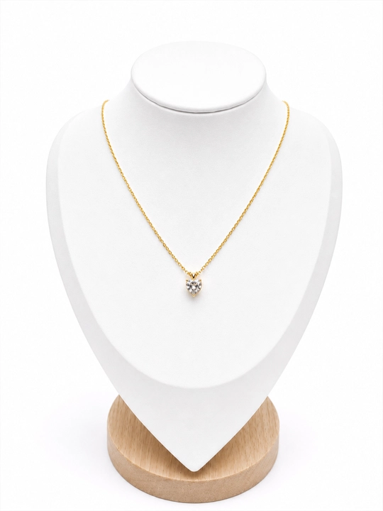 ALIXANDRA 925 Proba Kumush Yurak Kulonli Zanjir, GRA Moissanite, 18K Oltin Qoplamali