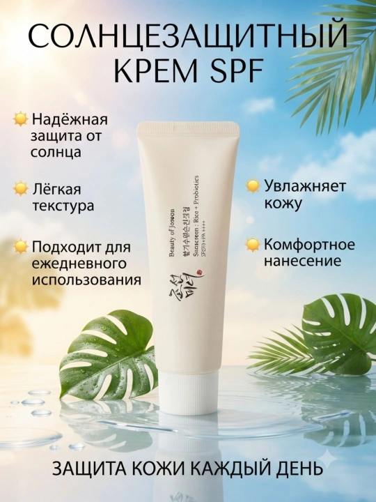 Quyoshdan himoyalovchi krem, quyoshdan qorayish uchun krem, SPF 50+, PA++++