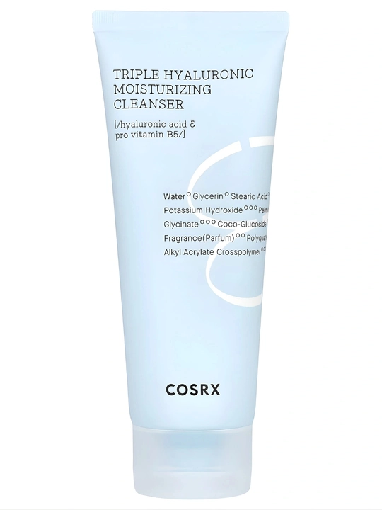 COSRX Triple Hyaluronic Moisturizing Cleanser 150 ml, gialuron kislotali yuz yuvish geli