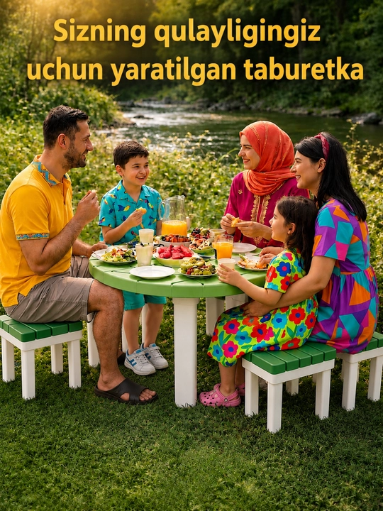 Kuchli plastik taburet, 100 kg gacha yuk ko‘taradi, bolalar va kattalar uchun