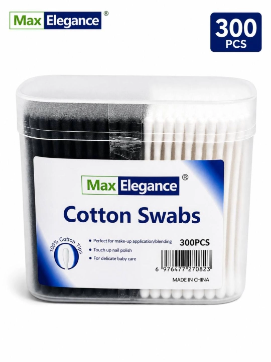 Max Elegance, paxta tayoqchalari 300 dona, paxta, bambuk tayoqcha, ikki rangli - 