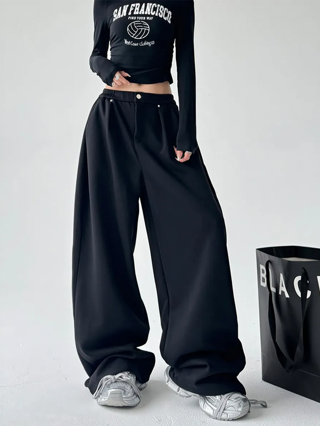 Ayollar uchun katta o‘lchamli Y2K keng shim (oversize) jogger - 