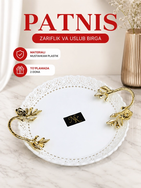 Patnis 2 dona Servirovka patnisi, Bogema, meva, desert, qahva va choy uchun oshxona idishi - 