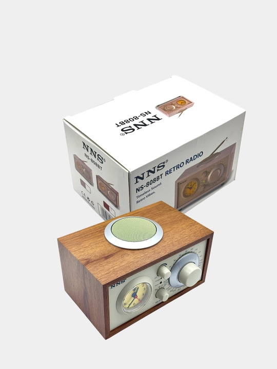 Retro yog'och uslubidagi ixcham portativ radio va Bluetooth karnay