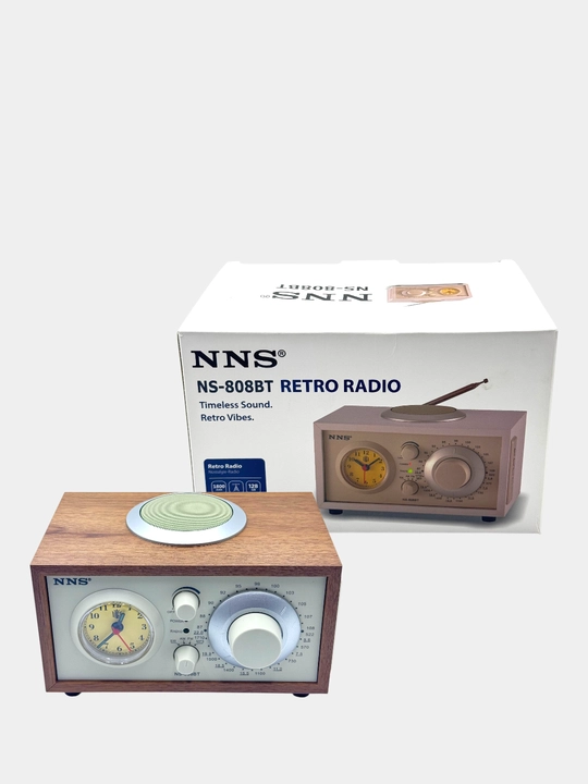 Retro yog'och uslubidagi ixcham portativ radio va Bluetooth karnay