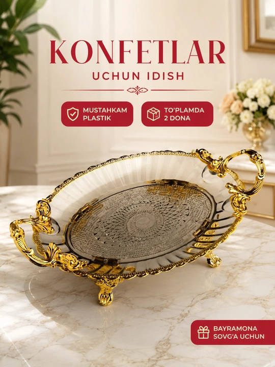 2dona Shirinliklar, salat va gazaklar uchun idish, Bogema plastikdan, lagan, servirovka idishi - 