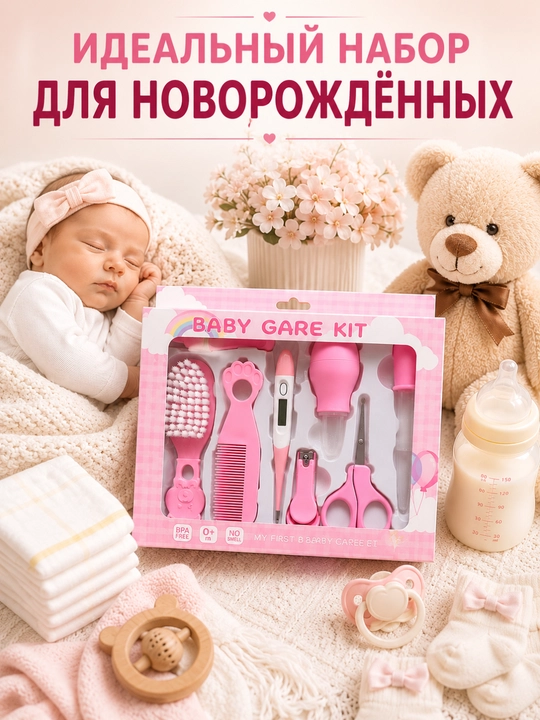 8 предметов для ухода за новорождённым, детский набор с термометром и аспиратором - 