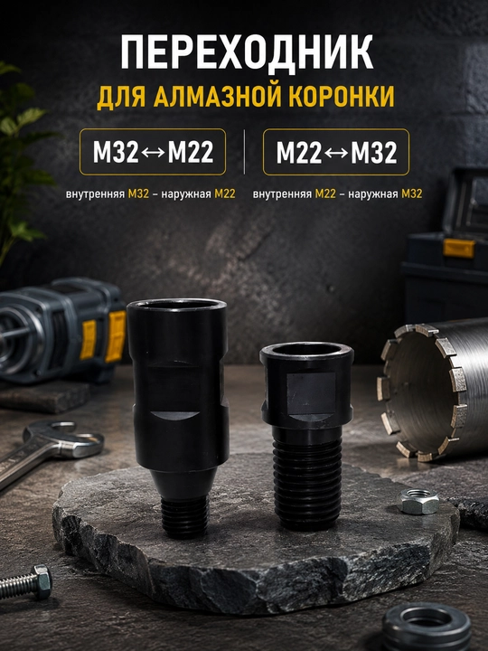 Переходник для алмазной коронки  M32>M22 /  M22>M32 - 