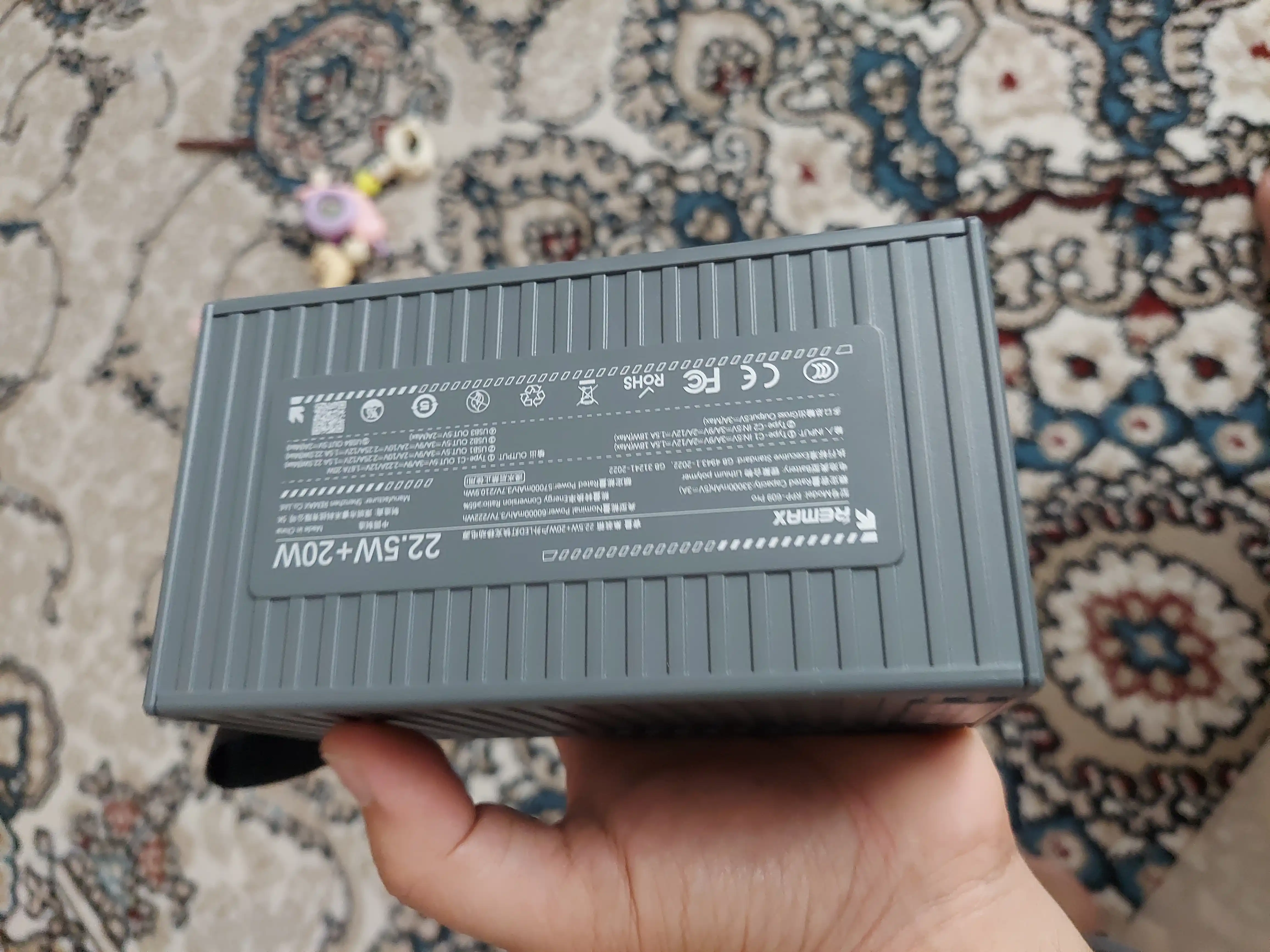 REMAX Power Bank tashqi batareyasi 22,5 W tez zaryadlash, 10000 dan 50000 mA/h, Type-C