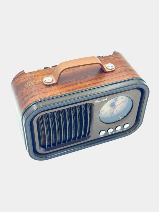 Retro Mini Radio O'rnatilgan soat va quyosh paneli Bluetooth