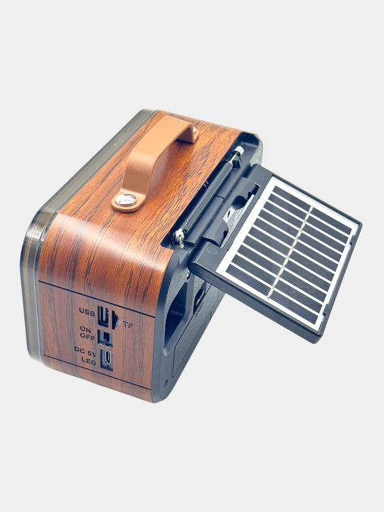 Retro Mini Radio O'rnatilgan soat va quyosh paneli Bluetooth