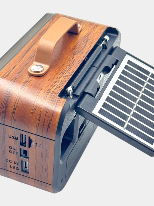 Retro Mini Radio O'rnatilgan soat va quyosh paneli Bluetooth