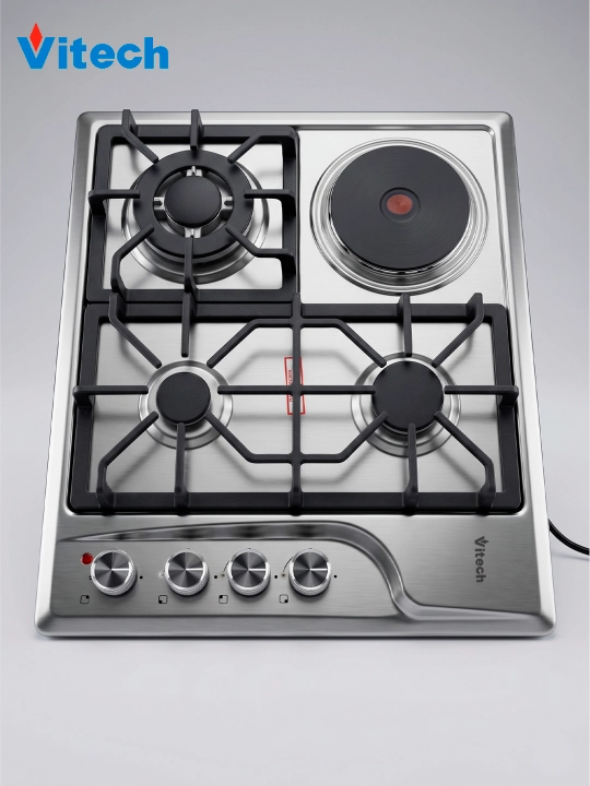 Aralash turdagi pishirish paneli Vitech HBS 4545 E, 4 ta konforka, WOK-konforka