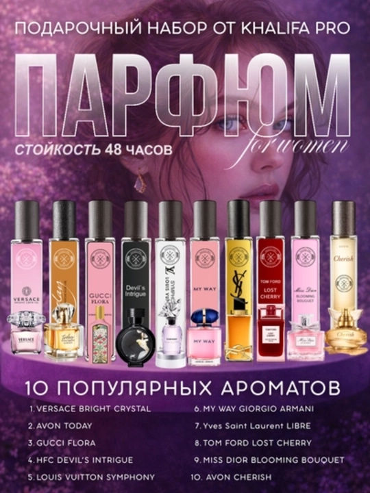 Духи женские набор Libre, Lost Cherry, Miss Dior, My Way, Today, Cherish, HFC, Versace - 