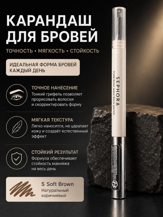 Карандаш для бровей SEPHORA Instant Brow Waxy Brow Pencil, оттенок Soft Brown - 