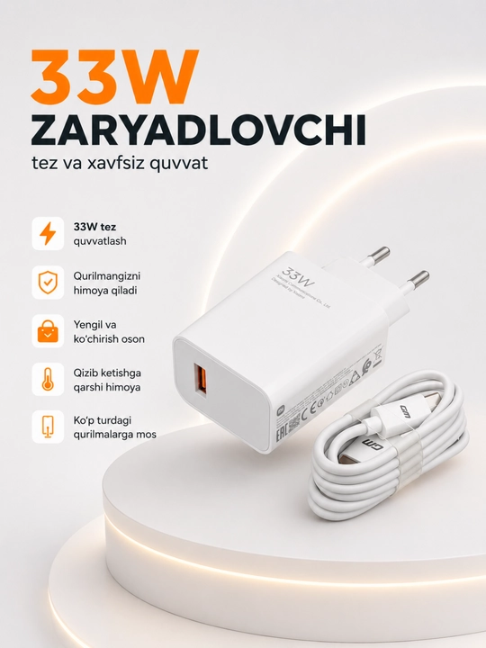 Зарядное устройство для Xiaomi и Android, 33 Вт - 