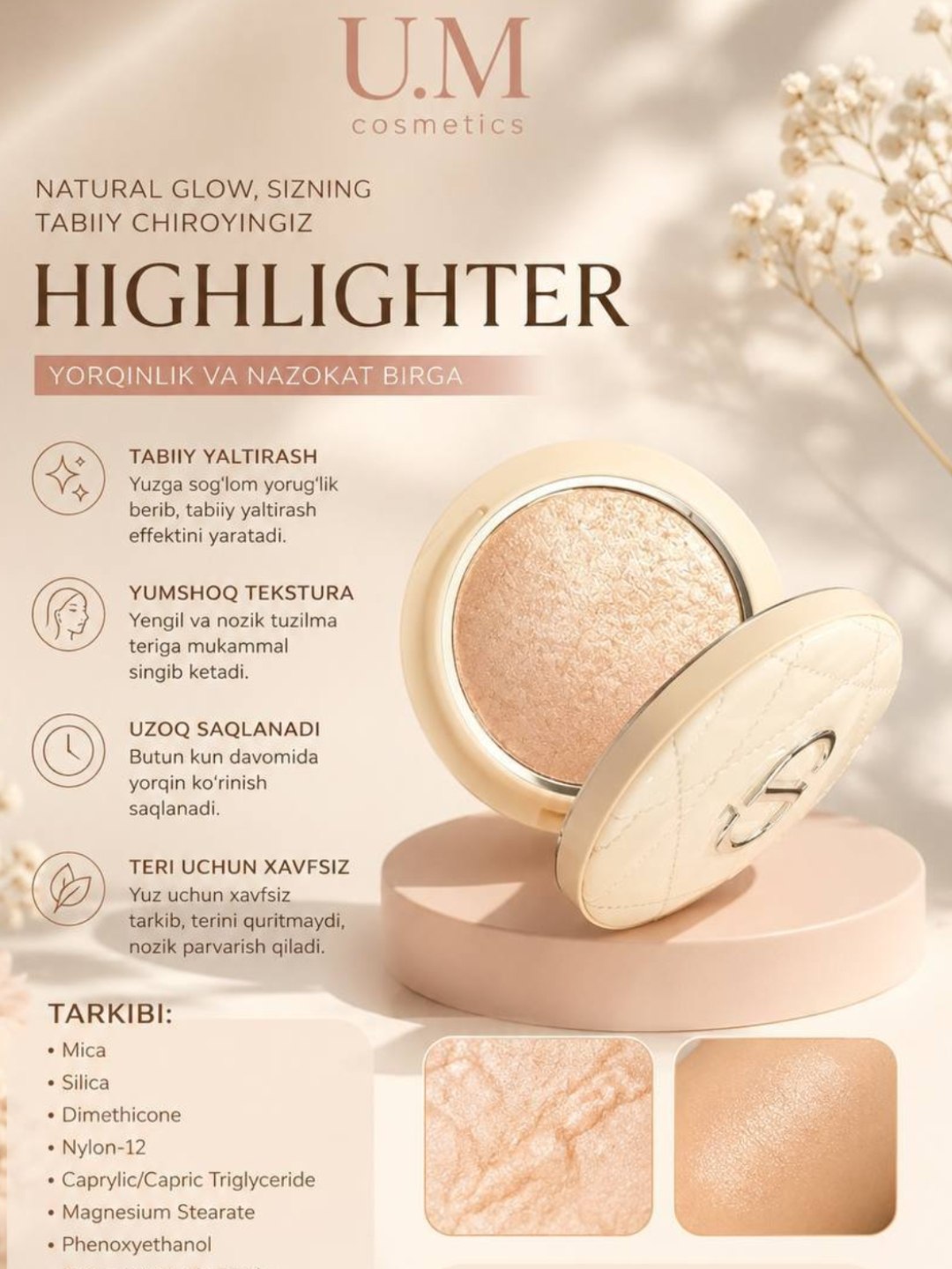 U.M Cosmetics Highlighter yuz uchun xaylayter - 