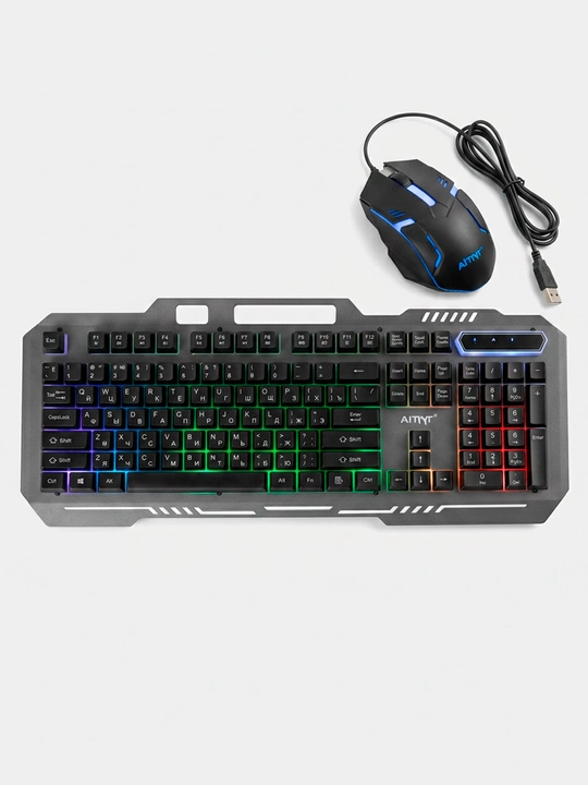 Проводной игровой комплект KM800: клавиатура на 98 клавиш с RGB-подсветкой и мышь