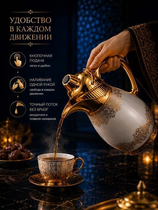 Termos – ko'zacha (grafin), 3-in-1, zanglamaydigan po'lat, issiqni 24 soatgacha saqlaydi