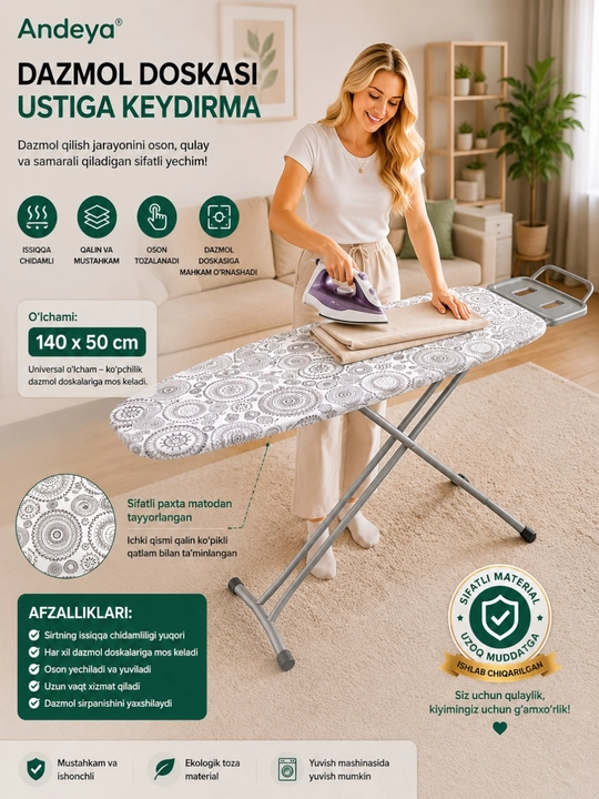 Dazmol stol uchun qoplama, 140 * 50 sm - 