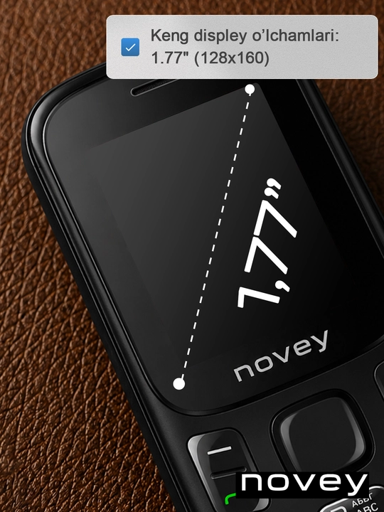 Novey M185 knopkali telefon, mini, radio, kamerasiz, Dual SIM
