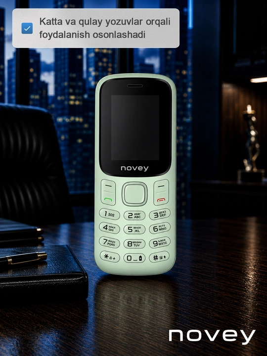 Novey M185 knopkali telefon, mini, radio, kamerasiz, Dual SIM