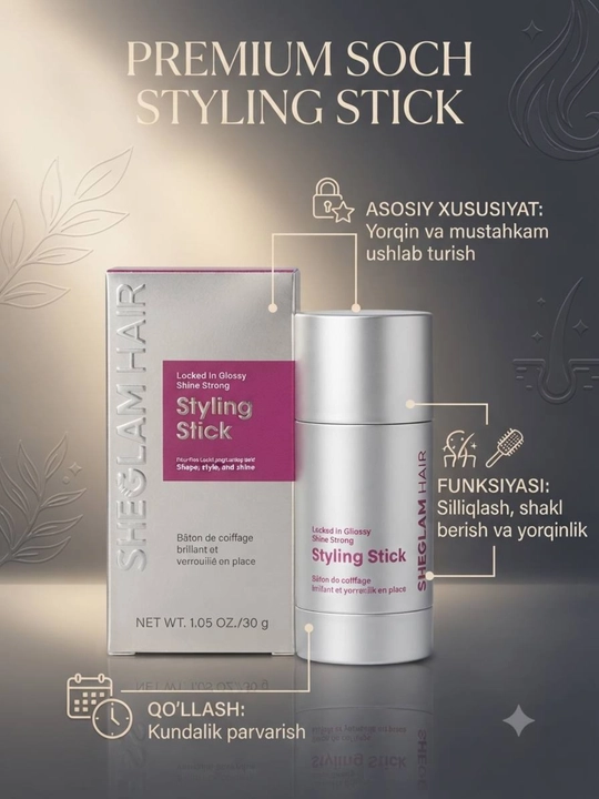 SHEGLAM Premium soch turmaklash tayoqchasi 30 g - Soch turmaklash uchun mum tayoqcha