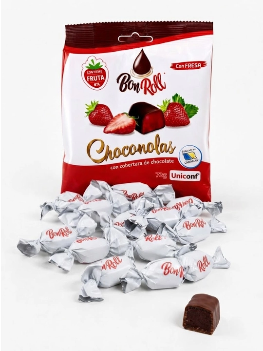 BonRoll qora shokoladdagi qulupnayli mevali jele konfet, 72 g