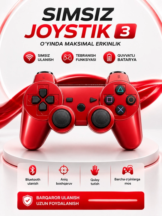 Bluetooth Joystik DualShock 3, Playstation 3 uchun kontroller, simsiz geympad - 