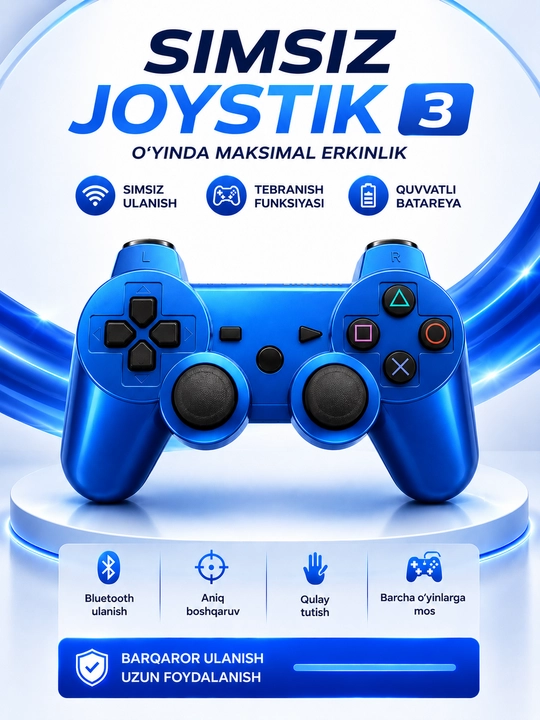 Bluetooth Joystik DualShock 3, Playstation 3 uchun kontroller, simsiz geympad - 