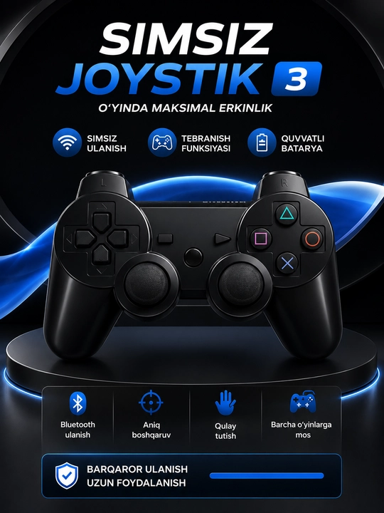 Bluetooth Joystik DualShock 3, Playstation 3 uchun kontroller, simsiz geympad - 