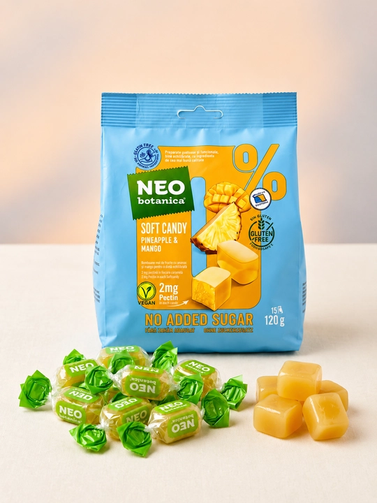 NEO Botanica ananas va mangoli mevali marmelad, qo‘shimcha shakarsiz, 120 g