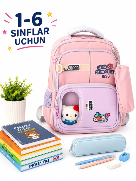 Maktab ryukzagi, o'g'il bolalar va qizlar uchun, 2*1 da  ryukzak, qalamdon, maktab sumkasi